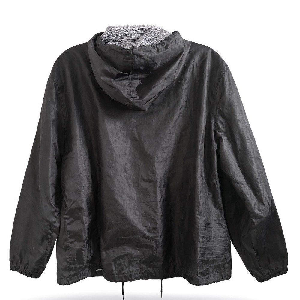 Starter Mens Black Hooded Windbreaker Jacket Full Zip Mesh Lined Large Retro 90s - Picture 2 of 6